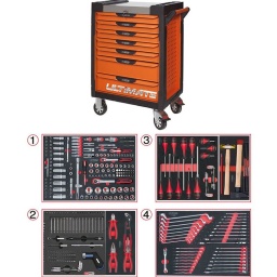 Servante d'atelier 5 tiroirs Ultimate
- Composition 355 outils ks tools
Tiroir 1 : Douille 1/4 - douille 3/8 - douille 1/2 finition mat
Tiroir 2: tournevis cliquet et embouts, pinces
Tiroir 3: tournevis , martellerie
Tiroir 4: clés mixte, clés contre coudée, clés fourches
la servante d'atelier kstools. série ultimate. est le modèle de desserte d'atelier. le plus haut de gamme  de la marque. ks tools. 
les tiroirs de la servante d'atelier ultimate, possedent un système de glissière à roulements à billes (résistance 45kg). Equipé du système "one by one"., ouverture d'un seul tiroir a la fois, vous pouvez deplacer votre servante d'atelier sans forcement l'a fermer a clé !
Les tiroirs de cette servante ont une grande capacité. 40cm de profondeur par 57cm de largeur, tout les tiroirs de cette servante d'atelier sont fournis avec un tapis mousse, a installer au fond. 
Le plan de travail des servantes d'atelier Ultimate est recouvert d'un plateau inox et de boitier "range visserie" sur les cotés,
Au niveau du chassis, les pans de cette servante d'atelier sont perfores, se qui vous permet l'instalation de nombreuses options. tel que. un dérouleur de papier, des crochets de fixations...
Cette gamme  de servante d'atelier repond parfaitement au rangement pour le mécanicien, carrossier, mais aussi pour les métiers de l'industrie (rangement d'outils de tours / fraiseuse...) ainsi que des domaines tel que le medical. l'aéronotique...
- construction a pans coupés renforçant la structure du bati
- système "one by one" antibasculement 
- panneau lateral déporté et pré-percé pour fixation de crochet et accessoires
- 2 roues fixes grand diamètre pour une meilleure stabilite et un déplacement aise sur tous types de sols
- 2 roues pivotantes avec système de freinage total
- plan de travail avec rangements et recouvert inox
- tiroirs sur glissieres à billes extra-resistant (45 kg par tiroir)
- tiroirs à ouverture totale
- fermeture totale et simultanee des tiroirs par serrure 
- poignée tubulaire de manutention
- finition "Ultimate"
- poids 57kg
Composition : 
Module de douilles et accessoires 1/4'' - 3/8'' - 1/2"", 175 pièces ref : 711.1011 finition mat   
- 3 x Cliquets 72 dents bi-matière 1/4’’- 3/8’’- 1/2’’
- 1 x Poignée emmanchée traversante 1/4"
- 2 x Rallonges articulée 1/4’’ 50 - 100 mm
- 1 x Rallonge flexible 1/4" 150 mm 
- 1 x T de force 1/4" 110mm
- 1 x Rallonge articulée 3/8’’  150 mm
- 2 x Rallonges articulée 1/2’’ 125 - 250 mm
- 3 x Cardans 1/4’’ - 3/8’’- 1/2’’
- 2 x Réducteur 1/2" F 3/8" m
- 13 x Douilles 1/4" : 4 - 4,5 - 5 - 5,5 - 6 - 7 - 8 - 9 - 10 - 11 - 12 - 13 - 14mm
- 7 x Douilles longues 1/4" : 4 - 5 - 6 - 7 - 8 - 9 - 10 mm 
- 5 x Douilles TORX E 1/4" : E4 - E5 - E6 - E7 - E8
- 4 x Douilles embout fente  1/4" : E4 - E5 - E6 - E7 - E8 mm
- 3 x Douilles embout PHILIPPS 1/4" : PH1 - PH2 (x2)
- 3 x Douilles embout PROZIDRIV 1/4" : PZ1 - PZ2 (x2)
- 4 x Douilles embout 6 pans mâles 1/4" : 3 - 4 - 5 - 6 mm
- 8 x Douilles embout TORX 1/4" : T8 - T9 - T10 - T15 - T20 - T25 - T27 - T30
- 7 x Douilles embout TORX percé 1/4" : T8 - T10 - T15 - T20 - T25 - T27 - T30
- 10 x Douilles 3/8" : 10 - 11 - 12 - 13 - 14 - 15 mm
- 6 x Douilles longues 3/8" : 10 - 11 - 12 - 13 - 14 - 15 mm
- 6 x Douilles TORX 3/8" : E10 - E11 - E12 - E14 - E16 - E18 
- 1 x Douille 6 pans 3/8" : 18 mm
- 18 x  Douilles 1/2" : 10 - 11 - 12 - 13 - 14 - 15 - 16 - 17 - 18 - 19 - 20 - 21 - 22 - 24 - 27 - 30 - 32 - 34 mm 
- 5 x Douilles longues 1/2" : 16 - 17 - 18 - 19 - 22 mm
- 2 x Douilles TORX 1/2" : E20 - E24
- 1 x Douille porte embout : 1/4" x 1/4"
- 2 x Douilles porte embout : 3/8" x 5/16" et 1/2" x 5/16"
Module clés
- 17 clés mixtes 6-7-8-9-10-11-12-13-14-15-16-17-18-19-20-21-22
- 1 clé à tuyauter 11mm
- 8 clés contre coudée 6x7-8x9-10x11-12x13-14x15-16x17-18x19-21x23mm
- 10 clés fourches 6x7-8x9-10x11-12x13-14x15-16x17-18x19-20x22-27x24-30x32mm
Module de vissage, 28 pièces ref : 712.5028  
- 1 x Tournevis ULTIMATE tom pouce Fente : 6,5 mm
- 3 x Tournevis ULTIMATE Fente : 3,5 - 5,5 - 8 mm
- 1 x Tournevis ULTIMATE tom pouce PHILLIPS : PH2
- 3 x Tournevis ULTIMATE PHILLIPS : PH1 - PH2 - PH3
- 1 x Tournevis ULTIMATE tom pouce PROZIDRIV : PZ2
- 3 x Tournevis ULTIMATE PROZIDRIV : PZ1 - PZ2 - PZ3
- 1 x Jeu de clés mâles 6 pans à tête sphérique longues : 2 - 2,5 - 3 - 4 - 5 - 6 - 8 - 10 mm
- 1 x Jeu de clés mâles TORX longues : T10 - T15 - T20 - T25 - T30 - T40 - T45 - T50
Module de vissage, 103 pièces avec tournevis cliquat 
Module de pinces, 4 pièces ref : 713.4014  
- 1 x Pince coupante diagonale : L. 160 mm
- 1 x Pince universelle : L. 180 mm
- 1 x Pince à bec demi-rond : L. 200 mm
- 1 x Pince multiprises à verrouillage : L. 250 mm
Module d'outils de frappe manche bois, 9 pièces ref : 713.1101    
- 1 x Burin de carossier extra-plat : 250 mm
- 6 x Chasse goupilles brunis : 3 - 4 - 5 - 6 - 10 mm
- 1 x Marteau rivoir : 600g
- 1 x Maillet à embouts plastique interchangeables : 340g
- dimension hors tout : l678xl459xh859 (hauteur avec roues 1035mm 
- roue dia 125mm larg 50mm 