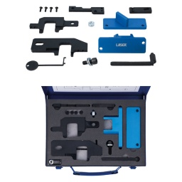 Le kit de calage du moteur Laser 8570 réunit en un seul kit les outils anciens et récents pour les moteurs à courroie à bain d'huile EB0 et EB2 du groupe PSA. Le kit comprend tous les outils qui permettent d'utiliser la méthode la plus rentable de calage de ces moteurs en fonction du couvre-culasse monté (les anciens moteurs EB2 sont équipés d'un couvre-culasse en une seule pièce qui doit être retiré pour accéder aux cames ; les moteurs plus récents disposent d'un couvre-culasse en plastique fendu qui permet d'utiliser une méthode de calage plus simple). Le kit Laser 8570 fournit les outils nécessaires pour effectuer le travail dans les deux sens, ce qui permet de gagner beaucoup de temps sur les moteurs plus récents. Remarque : les outils sont également disponibles en kits séparés - voir les références Laser 6200, 8352 et 8207 pour plus de détails.

Applications présentes sur les gammes Citroën, DS, Peugeot et Vauxhall/Opel.
Les applications comprennent les codes moteur : moteurs EB0 et EB2 (tous deux de 1.0 L et 1.2 L), veuillez consulter la liste complète d'applications dans les téléchargements.
Comprend l'outil de contrôle de la courroie de distribution référence Laser 8207. Pour remonter la courroie de la pompe à eau, utiliser l'outil d'installation de courroie extensible, référence Laser 7595.
Équivalent à OEM 0109 2A, EN-52127-1, 0109-2B, 0197-N, EN-52127-2, J-0109-2C et J-0109-2D.
À utiliser conformément aux instructions du constructeur. Fabriqué à Sheffield.