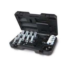 Composition d'outils pour l'extraction et l'introduction de silentblock. de deflecteurs d'huile et de roulements de roue
diametres de 14 a 32 mm - extraction directe avec cle
- simplicite d'utilisation. aucune machine pneumatique ou hydraulique requise
- peut etre utilise avec le kit beta 1569/a
le kit comprend :
- barres filetees. rondelles et douilles pour diamètres de 14-32 mm 