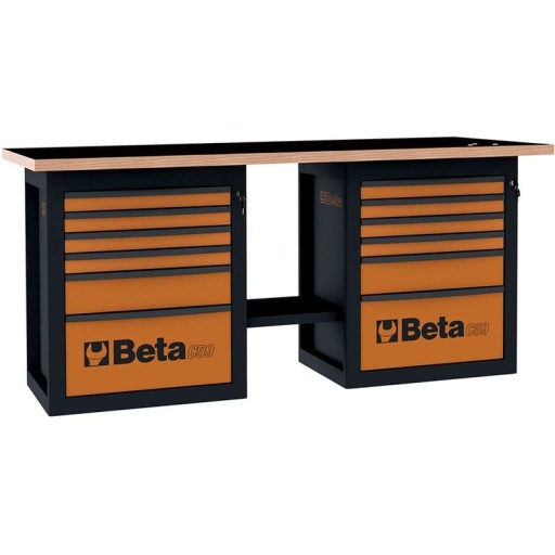 Établi Endurance avec 2 meubles six tiroirs orange C59B