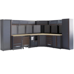 Combinaison d'ameublement d'atelier C45PRO 2.0
Combinaison comprenant les éléments suivants :
1 plan de travail bois contreplaqué stratifié, dimensions 2040 x 615 mm (C45PRO 2.0 PXE/3-2.0MT)
1 plan de travail bois contreplaqué stratifié, dimensions 1360 x 615 mm (C45PRO 2.0 PWE/2-1,3MT)
1 module fixe avec 7 tiroirs (C45PRO 2.0 M7)
1 servante mobile avec 7 tiroirs (C45PRO 2.0 C7)
1 module fixe de propreté (C45PRO 2.0 MS)
1 module fixe avec 5 tiroirs (C45PRO 2.0 M5)
1 module fixe à 2 portes (C45PRO 2.0 MA)
1 angle complet autoportant avec plan de travail en bois contreplaqué stratifié (C45PRO 2.0 CORNER/X)
5 panneaux porte-outils perforés (C45PRO 2.0 PF)
5 meubles hauts muraux (C45PRO 2.0 PM)
7 étriers, type large (C45PRO 2.0 SL)
2 étriers, type étroit (C45PRO 2.0 SS)
2 armoires à 1 porte (C45PRO 2.0 AS1)