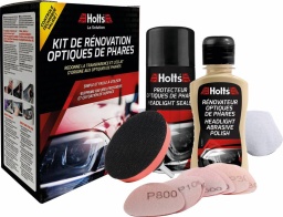 Le kit de rénovation de phares de Holts permet de rénover facilement, rapidement et sans démontage les phares voilés, jaunis, ternis ou micro-rayés.
Il permet de redonner un aspect neuf et de l'éclat aux phares ayant perdu leur brillance.
Simple et facile à utiliser.

Kit composé de :
- 1 rénovateur optiques de phares bouteille 125ml
- 1 protecteur optiques de phares aérosol 150ml
- 2 microfibres 30x30cm
- 8 disques abrasifs Ø 75mm : 2 x P800 - 2 x P1000 - 2 x P1500 - 2 x P3000
- 1 mousse Ø 75mm
- 1 adaptateur de perceuse tige Ø 75m