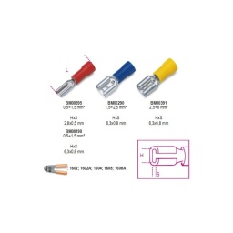 Cosse pré-isolée rapide femelle 6,3x0,8 pour fil 1,5-2,5mm²
- lot de 100