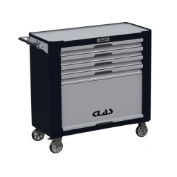 Servante "Made in France" spécialement conçue pour les garagistes les plus exigeants.
Large et robuste, elle offre une surface de plan de travail supérieure et une charge admissible totale de 900kg.
Perforée des 2 côtés, la servante est accessoirisable à souhait (poubelle d'atelier, dévidoir essuie mains...)
Sa serrure latérale positionnée sous la poignée protège la clé lors de manipulations.
Caractéristiques :
- dimensions : L.989xl.450xH.983mm (hauteur sans roues 831mm)
- ouverture des tiroirs à 100%
- 4 tiroirs H.75mm int.774x400mm
- 1 caisson H.386mm
- plateau aluminium
- glissières équipées de roulements à billes
- poignées tiroirs en ABS
- serrure latérale
- fermeture à clé (2 clés fournies)
- roues sur roulement étanche
- 2 roues fixes Ø125mm 
- 2 roues pivotantes Ø125mm dont 1 avec double frein (rotation + pivot)
- charge admissible par tiroir : 45kg
- charge admissible sur plateau : 580kg
- poids : 65kg
Livrée avec plateau compartimenté en ABS, résistant aux hydrocarbures.
Couleur personnalisable (nous consulter).
Fabriquée en France