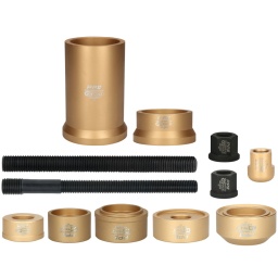 Pour le montage et le d&eacute;montage des douilles de ressorts &agrave; lames 
Tiges de force durcies par induction 
Adapt&eacute; aux douilles de 44 &agrave; 63 mm 
Peut s'utiliser directement sur le v&eacute;hicule 
Utilisation avec v&eacute;rin hydraulique 
Coffret robuste en mati&egrave;re plastique 

 V&eacute;rin hydraulique recommand&eacute;: 32 t (440.0025)&nbsp; 
