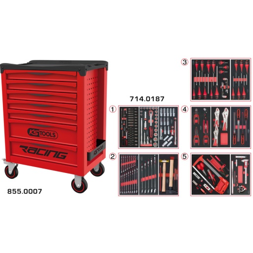 Servante RACING 7 tiroirs équipée de 187 outils