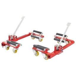 Lot de 2 chariots jolly de chargement- dechargement des voitures accidentees
1 chariot droit, 1 chariot gauche. 
Pour le chargement et le déchargement des voitures accidentées. 
Rouleaux et structure de base du chariot étudiés pour soulever des pneus jusqu'à 220mm de largeur