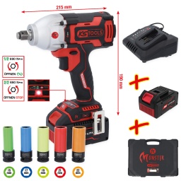 Entraînement carré selon DIN 3120 / ISO 1174
Marteau de qualité industrielle
Couple de serrage/desserrage élevé de 690 Nm
Moteur d’entraînement sans usure et sans balais
Boîtier bi-composant solide
Idéale pour les travaux sans prise de courant
Inverseur gauche/droite
Puissant système de batterie 18 V eMONSTER
Batterie grande capacité Lithium-Ion
Présélection du couple réglable sur 3 niveaux
Fonction d’arrêt de rotation intégrée lors du desserrage
Avec éclairage de travail LED
Vitesse variable
Protection contre les surtensions
Protection contre les basses tensions
Protection contre les courts-circuits
Surveillance de la température
Niveau de charge visible sur la batterie via la touche de contrôle
Indication de l’état de charge par un affichage LED à 3 couleurs
Dans une mallette en plastique eMONSTER robuste
Livraison avec deux batteries 4,0 Ah et un chargeur rapide 8 A