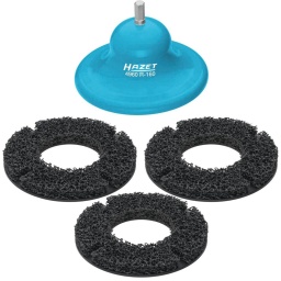 Disque de decapage moyeu 160mm lot de 1 disque et 1 support
Utilisation sur perceuse pneumatique, sans fil ou câblée.
Élimination rapide et facile de la rouille et de la saleté sur la zone de contact des moyeux de roue et des disques de frein avec logements de boulon de roue.
Pour les moyeux de roues de Ø160 mm sur véhicules de tourisme.
intérieur : 75mm.
Vitesse de rotation maximale : 500 tr/min.
Contenu : - 1 corps de base - 3 disques de ponçage d'un Ø de 160mm.
Sans formation d'étincelles.
POIDS 
0,737KG
