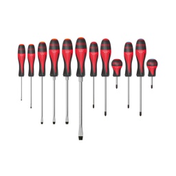 Jeu de tournevis ultimate
- manche tri-matiere
- lame en acier trempe
- chromée avec pointe brunie
- lame en chrome vanadium
- résistant aux produits chimiques
composition :
plats 3.5 - 4.0 - 5.5 - 6.5 - 8 - 10 mm cruciforme  ph1 - ph2 - pz1 - pz2
tom pouce ph2 - pz2
