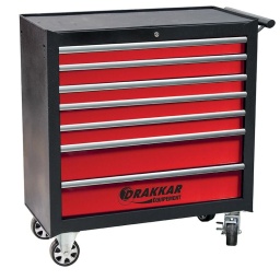 Servante 7 tiroirs Drakkar XL
Garantie 3 ans Drakkar
Plan de travail recouvert d'un tapis mousse
Tiroirs montés sur roulement à billes fermeture centralisée des tiroirs: 780 x 400mm
Diamètre des roues: 125x48mm
Deux roues pivotantes avec freins. 2 roues fixes.
Peinture finition martelée

Charge maxi: 260kg
Caractéristiques: tiroirs rouges
Dimensions: 914 x 458 x 1008mm avec roues
Poids: 72 kg