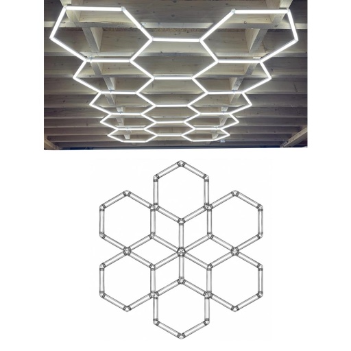 Ensemble eclairage atelier etoile + 6 hexagones 294W
