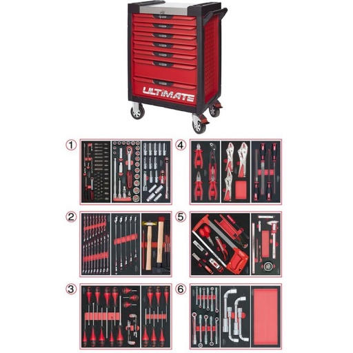 Servante Ultimate rouge 7 tiroirs avec composition 202 outils 