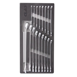 12 Pans femelle : Oui
Composition :
- OS4101 : clé mixte 6mm - OS4102 : clé mixte 7mm - OS4103 : clé mixte 8mm - OS4104 : clé mixte 9mm - OS4105 : clé mixte 10mm - OS4106 : clé mixte 11mm - OS4107 : clé mixte 12mm - OS4108 : clé mixte 13mm - OS4109 : clé mixte 14mm - OS4110 : clé mixte 15mm - OS4111 : clé mixte 16mm - OS4112 : clé mixte 17mm - OS4113 : clé mixte 18mm - OS4114 : clé mixte 19mm - OS4115 : clé mixte 21mm - OS4116 : clé mixte 22mm - OS4117 : clé mixte 24mm Finition : micro satin
Matiere : chrome vanadium
Format 1/3 de servante