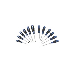 Lot de 12 tournevis ks tools
- 2 phillips ph1 ph2
- 6 torx t10 t15 t20 t25 t30 t40
- 4 plats 3 - 4 - 5.5 - 6.5mm 