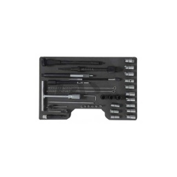 Ce coffret permet le nettoyage des portes et puits d'injecteurs.le support de fraises réglable en profondeur garantit la réfection de la portée du joint sans l'endomm ger.

composition :
- om9280 : 1 extracteur de joints d'injecteurs
- 1 support de fraise
- sa9100 : 1 flexible d'entrainement brosse
- sa9110 : 2 brosses puits d'injecteurs petit dia
- sa9111 : 2 brosses puits d'injecteurs gros dia
- 1 support brosse
- 6 bouchons de puits d'injecteurs
- 13 fraises (9 plates. 4 coniques)
1 fraise plate l.14mm dia14mm 1 fraise plate l.15mm dia19mm 1 fraise plate l.15.5mm dia15.5mm 5 fraise plates l.17mm dia17-17.5-19-19.5-20mm 1 fraise plate l.19 dia21.5mm 1 fraise conique l.15.5mm dia15.5mm 2 fraises coniques l .17mm dia17-21mm 1 fraise conique l.17.5mm dia20.5mm - 1 clé hexagonale 2.5mm - 1 poignée en t + rallonge 170mm - 1 outil nettoyage l.250mm dia15.5mm 