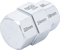 Trois tailles différentes de six pans creux:19 mm pour Yamaha-22 mm pour Kawasaki, BMW-24 mm pour Suzuki, Honda, BMW K1, K1000-Pour montage et démontage de l’essieu à enficher-Entraînement par douille six pans 19 ou 22 mm (non fournie)