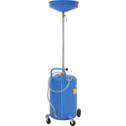 Vidangeur d'huile mobile par gravit&eacute; 70L
Pour huiles et liquides usag&eacute;s.
Cuve 70L diam&egrave;tre 380mm.
Pression de vidange : 2,5 bar max.
Temp&eacute;rature huile entre 40 et 60&deg;C.
Entonnoir de r&eacute;cup&eacute;ration 10L orientable et r&eacute;glable en hauteur (105 &agrave; 140cm).
Flexible de refoulement 170cm.
2 roues pivotantes + 2 roues fixes (en caoutchouc).
Capacit&eacute;
70L
Hauteur maximum
1600mm
Hauteur minimum
960mm
Poids 
16,8KG