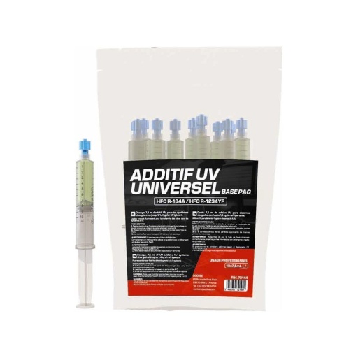 Additif UV seringue de 7,5ml pour les compresseurs m&eacute;caniques lot de 12 pcs