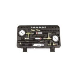 Ce coffret de contrôle de pression de freinage compose de 2 manomètres permet. par connexion directe en lieu et place des vis de purges ou emplacements de connexions specifies par le constructeur. de diagnostiquer le système de freins (y compris système abs).