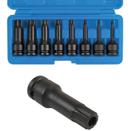 Jeu d'embouts XZN percé 8 pcs -1/2"