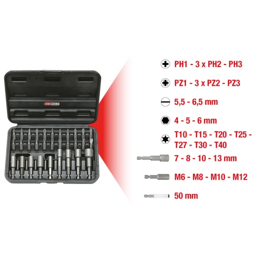Jeu d'embouts de vissage 1/4'' 31 pcs