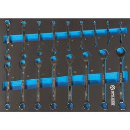 Module mousse plein 17 cles mixtes pour 72513
Composition : - 17 clés mixtes : 6-7-8-9-10-11-12-13-14-15-16-17-18-19-20-21-22mm.