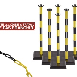 Composition :
- EG0013 : Chaîne signalisation plastique jaune/noire 25m
- EG0014 (x6) : Poteau signalisation jaune/noir Ø40mm
- EG0015 : Banderole signalisation "Limite zone de travail" 100x20cm

Compatible habilitations : B1L, B1VL, B1TL, B2L, B2VL, B2TL, BCL, BEL, BRL, B1XL, B2XL.

