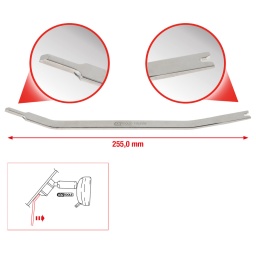 pour effectuer des démontages parfaits et sans dégâts de rétroviseurs intérieurs
parfaitement adaptée pour changer les vitres avants
forme spéciale
Finition satinée
Chrome Vanadium