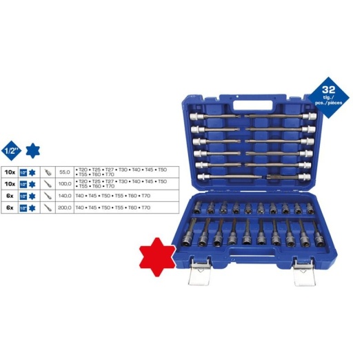 Coffret de douilles 1/2'' | profilé TORX®  | 32 pièces