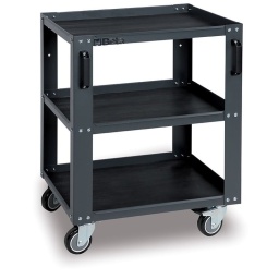 Chariot avec 3 &eacute;tag&egrave;res, pour la combinaison d'&eacute;quipements d'atelier C45PRO
​Caract&eacute;ristiques :
- double possibilit&eacute; de fixation du plateau central
- quatre roulettes directionnelles, &Oslash; 100 mm (deux avec freins)
- capacit&eacute; de charge statique : 200 kg (repartie sur les 3 &eacute;tag&egrave;res)
19,2 kg