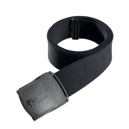 Ceinture textile noire avec boucle de fermeture plastique