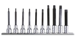 Jeu de 10 douilles tournevis (art. 920TX/L) pour vis Torx®, série longue, avec support
T20L-T25L-T27L-T30L-T40L-T45L-T50L-T55L-T60L-T70L