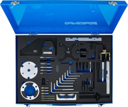Pour contrôle et réglage de la distribution du moteurConvient pour les modèles suivantsFord Fiesta, Fusion, Courier, Escort, Focus, Focus C Max, Puma, Mondeo, Sierra, Cougar, Galaxy, C-Max, Orion, Tourneo Connect, Transit, Transit ConnectVW SharanSeat AlhambraMazda 121Volvo S40, V50Moteurs essence1.2 / 1.25 / 1.4 / 1.6 / 1.6 / 1.7 / 1.8 / 2.0 16V / 1.6 TI-VCT / 1.6 SCTIMoteur diesel1.6 Duratorq TDCI / 1.8D / 1.8TD / 1.8 DI (98-04) / 1.8 TDCI (01-04) / 1.6D / 1.9TDI / 2.5D TCI / 1.9TDI / 2.5D/TCI / 1.4TDCI / 1.6TDCI / 1.8D / 1.8TCI / 1.8TDDI / 1.8TDCI / 1.8D Turbo / 1.9TDI PD / 2.0TDCI / 2.2TDCI / 2.5D / 2.5D Turbo / 2.0 / 2.2 / 2.4 Duratorq TDCI 16V / 1.4TDCI / 1.6D 8V / 1.6D 16VCode moteur1Z / 4BA / 4BB / 4BC / 4CA / 4CB / 4CC / 4DA / 4EA / 4EB / 4EC / 4ED / 4FA / 4FA / 4FB / 4FC / 4FD / 4GA / 4GA / 4GB / 4GC / 4GD / 4GE / 4GF / 4HA / 4HB / 4HC / >4HD / ABFA / AFN / AFN / AHU / AHU / ANU / ASDA / ASDB / AUY / AVG / AZBA / AZBC / AZWA / AZWC / BHPA / C9DC / D24 / D24T / D24TIC / D2FA / D3FA / D4FA / D5BA / >D6BA / DHA / DHB / DHC / DHD / DHE / DHF / DHG / DOFA / F3FA / F4FA / F6JA / >F6JB / F6JC / F6JD / F8JA / F8JB / F9DA/B / FFBA / FFWA / FHA / FHE / FIFA / >FMBA/B / FUJA / FUJB / FXDA/C / FXDB/D / FXFA / FXJA / FXJB / FXJC / FYDA/C / FYDB/D / FYDH / FYJA / FYJC / FYJB / G6DA / G6DB / G6DC / G6DD / G6DE / >G6DF / G6DG / G8DA / G8DB / H9FA / H9FB / HCPA / HCPB / HHDA / HHDB / HHJA / HHJC / HHJD / HHJE / HHJF / HJBA/B / HWDA / HWDA1Z / HWDB / HXDA / HXJA / >HXJB / IQDA/B / IQDB / IXDA / JQDA / JTDA / JTDB / KHBA / KKDA / KKDA / KKDB / KLBA / KLWA / KNBA / L1E / L1G / L1H / L1K / L1T / L1V / LPBA / LQDB / M7JA / >M7JB / N7BA / N7BB / P7PA / P9PA / P9PB / PNBA / PNDA / Q4BA / QJBA / QJBB / >QJBC / QJBD / QXBA / QXBB / QXWA / QXWB / QYBA / QYWA / R2PA / R3PA / RDA / >RDB / RFK / RFN / RFN / RHBA / RKC / RKD / RQB / RQC / RTA / RTB / RTC / RTD / RTE / RTF / RTG / RTH / RTJ / RTJ / RTK / RTK / RVA / RVA / RWPA / RWPC / SHDA / SHDB / SHDC / SIDA / SNJA / SNJB / SPJA / SPJC / STJA / STJB / TXBA / TXDA / TXDB / TXWA / TYBA / TYDA / TYWA / TZJA / TZJB / UFBA / UFDA / UFDB / UFWA / UKBA / >UKDA / UKDB / UKWA      Étendue de la livraisonOutils de calage d’arbre à cames, à utiliser comme OEM 21-105, 303-1061, 21-162B, 303-367, 303-376, 323-029Outils de réglage de la pompe d’injection, à utiliser comme OEM 2064, 23-047, 310-055, U20003, 21-260, 303-732, 23-020, 21-238, 303-679A, 303-1151Outils de calage de volant d’inertie, à utiliser comme OEM 303-1060, 0132-AB, 0178-D, 21-151, 0194-B, 21-263, 303-735, 49JE02021, 21-234, 21-251, 0194-C, 21-262, 303-734, 49JE02021, 21-163, 303-620, 21-210, 21-123, 21-234, 21-251, 303-675, 303-698Extracteur de poulie d’arbre à cames, à utiliser comme OEM 21-229, 303-651Jauge d’épaisseur