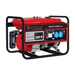 Groupe électrogène essence 7cv 3000W
- Moteur 4 temps essence, très robuste
- 2 prise de 16A
- Disjoncteur en cas de surcharge
- Régulateur AVR, le groupe électrogène se régule contre les variations importantes de tension
Livré avec 
- 1 clé à bougie 
- Câble de raccordement
Puissance 7cv
Puissance max 3000W
Puissance continue 2600W
Carburant essence SP
Tension 230v 50hz
Demarrage manuel
Reservoir 15L
Vitesse de rotation 3000tr/min 96db
Equipé sécurité niveau d'huile
Dimensions 60x43x44,5cm poids 41,5kg