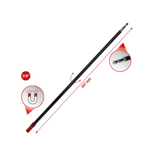 Porte-embouts magnétique 1/4'' à changement rapide avec douille à course libre extra long