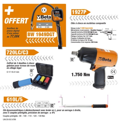 Pack pneumaticien Beta tools 4 pi&egrave;ces