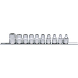 TORX®
Carré d'entraînement intérieur selon DIN 3120 / ISO 1174-1 avec encoche pour verrouillage par bille
Pour une utilisation manuelle
Finition satinée
Chrome Vanadium
Comprend un rail de rangement