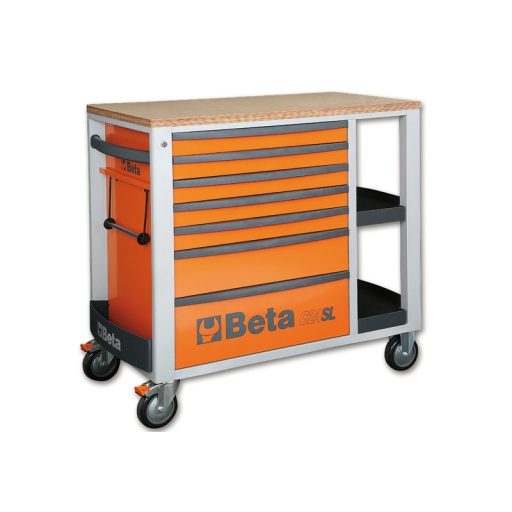 Etabli de travail mobile 7 tiroirs beta 800kg orange