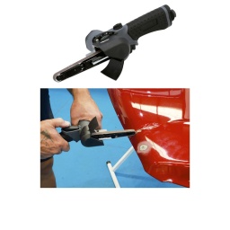 Ponceuse pneumatique avec poignée rotative revêtue de caoutchouc, à vitesse variable, conçue pour être utilisée avec des bandes abrasives de 10 mm x 330 mm. 
Parfaite pour travailler dans des espaces confinés et idéale pour le ponçage de la carrosserie, des rayons de roues en alliage, la fabrication, le limage et le ponçage de pièces métalliques. 
Particulièrement utile pour le modelage détaillé des carrosseries de véhicules.

Ponceuse à bande pneumatique avec poignée rotative revêtue de caoutchouc. REMARQUE : lubrifier quotidiennement.
Conçue pour être utilisée avec des bandes abrasives standard de 10 x 330 mm (3/8 x 13").
Niveau sonore : 80 dB. Vibrations : 0,59 m/s2. Poids : 0,77 kg.
Admission d'air : 1/4" BSP. Vitesse à vide : 18 000 TR/MIN. Fournie avec 3 bandes abrasives de grain 40/60/80.
À utiliser avec les bandes abrasives Connect, voir les références 32259 (grain 40), 34253 (grain 60) et 32260 (grain 80).