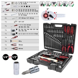 6 pans
Système FlankTraction
Finition chromée
Chrome Vanadium
Coffret robuste en matière plastique