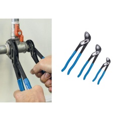 Jeu de 3 pinces multiprises, en acier au chrome-vanadium, avec mâchoires multipositions et poignées enrobées de vinyle. 
Les mâchoires dentées sont conçues pour agripper et maintenir les tuyaux, les écrous d'accouplement et les fixations, ce qui les rend idéales pour une large gamme de travaux d'entretien et de plomberie.

3 pinces multiprises avec mâchoires dentées réglables.
Tailles : 180 mm, 250 mm et 300 mm.
Plages : 0 - 30 mm, 0 - 35 mm et 0 - 40 mm.
En chrome-vanadium avec poignées enrobées de vinyle pour un confort de prise en main.
Présenté dans un plateau en mousse EVA (25 x 234 x 347 mm) pratique pour le rangement par l'utilisateur et limitant les déchets d'emballage.