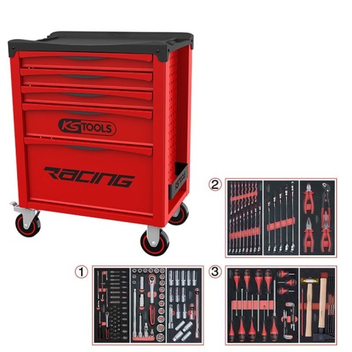 Servante d'atelier ks tools racing 158 pièces