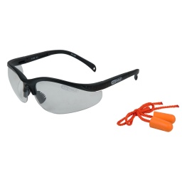 Verres en Polycarbonate résistants aux rayures 
Protection contre les UV 
Design sport 
Bouchons d'oreille avec cordon et picot 
Atténuation acoustique : 33dB 
100% Polyuréthane 
Selon CE / EN 352-2 

