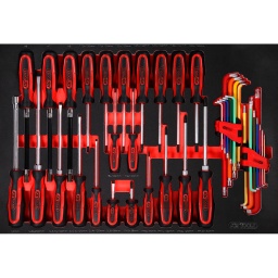 Module 1/1
Pour servantes d'atelier et coffres &agrave; outils
Rangement ordonn&eacute; gr&acirc;ce &agrave; une d&eacute;coupe
R&eacute;sistant aux hydrocarbures et aux produits chimiques
Insert en mousse tricolore haute r&eacute;sistance
