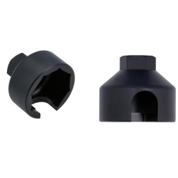 Spécialement conçue pour s'adapter aux bouchons de fourche des fourches DDC à commande électronique. 
La douille est conçue pour s'adapter à 7 des 8 plats du bouchon de fourche. 
Équipée d'une fente de câblage de 21 mm pour permettre à la douille de s'adapter parfaitement au faisceau de câbles de contrôle de la fourche.

Les applications comprennent : Bouchon de fourche BMW S1000RR DDC (type 8 plats).
Largeur entre les plats = 49 mm, fente de câblage de 21 mm.
Usiné en plastique technique POM (acétal) pour une meilleure résistance et des propriétés non marquantes.
À utiliser avec une douille à carré de 1/2" ou une clé de 27 mm. Ne convient pas aux outils à impact.
REMARQUE : Toujours desserrer les colliers du tube de fourche de l'étrier supérieur (arbres triples) avant d'essayer de desserrer le bouchon.