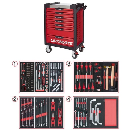 Servante Ultimate rouge 7 tiroirs avec composition 173 outils 