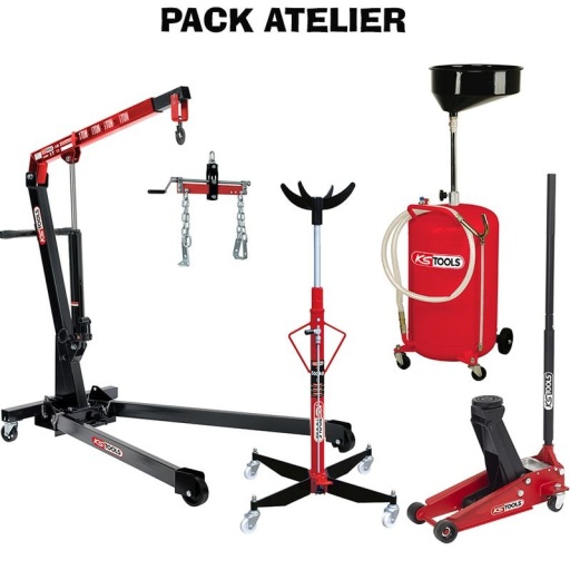 Pack équipement d'atelier KS tools grue, cric, récupérateur, vérin de fosse