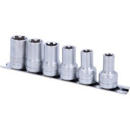 Torx-E-Plus (EPL)
Carré d'entraînement intérieur selon DIN 3120 / ISO 1174 avec encoche pour verrouillage par bille
Pour une utilisation manuelle
Finition satinée
Chrome Vanadium
Comprend un rail de rangement
