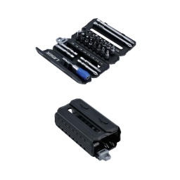 Jeu de 22 embouts, avec un porte-embouts magnétique, fourni dans une mallette de rangement pliable en plastique, avec un clip de ceinture. 
Convient pour une utilisation avec n'importe quelle perceuse sans fil ou tournevis électrique et idéal en tant qu'outil inclus dans un kit d'outils portable ou lorsque l'espace de rangement est limité. 
Les embouts sont fabriqués en acier S2 résistant aux chocs et comprennent des profils cruciformes, plat, PzDrive hexagonal et étoile.

Contient 16 embouts à tige de 1/4" : PzDrive : Pz1, Pz2 ; cruciforme : Ph1, Ph2; plat : 4, 5, 6 mm ; hexagonal : 3, 4, 5, 6 mm ; étoile : T10, T15, T20, T25, T30.
4 embouts Ph2 x 50 mm de long pour outils électriques, avec extrémités à serrage rapide. 2 embouts Ph2 x 100 mm de long, avec extrémités à serrage rapide.
Inclut également un porte-embouts magnétique de 63 mm de long, avec extrémité à serrage rapide.
Embouts en acier au silicium S2.
La mallette de rangement pliable, avec clip de ceinture intégré, peut être facilement dépliée et posée à plat sur une surface d'atelier ou accrochée au mur.